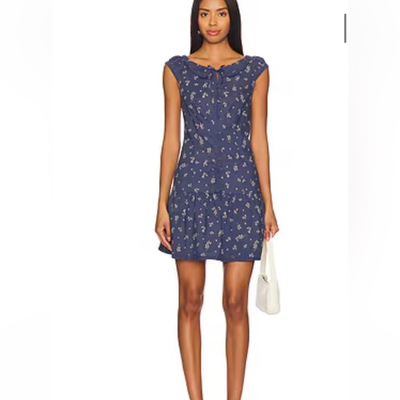 NWT Free People x REVOLVE Beasley Mini Dress in Navy Combo - Picture 1 of 16